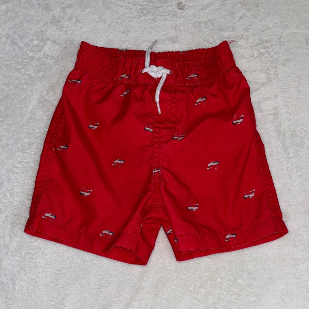 Joe fresh Red Boys Swim Shorts with Whale print 🐳 12-18 months baby boy